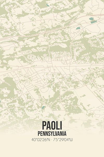 Carte ancienne de Paoli (Pennsylvanie), USA. par Affiches de lieux
