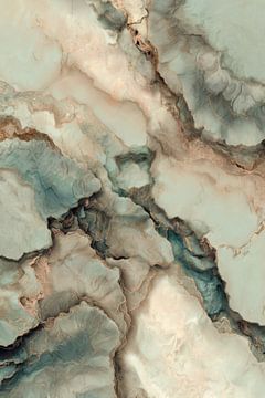 Art abstrait Marbre beige et vert avec accents dorés sur Eva Lee