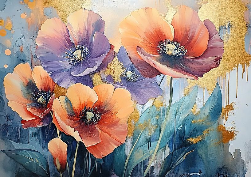 Flowers Gold | Golden Bloom by Wonderful Art