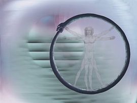 Ouroboros snake with Vitruvius man by Greta Lipman