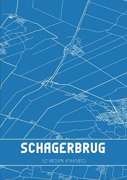 Blauwdruk | Landkaart | Schagerbrug (Noord-Holland) van Rezona