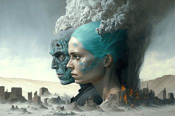 Art numérique : Des gens dans une dystopie
