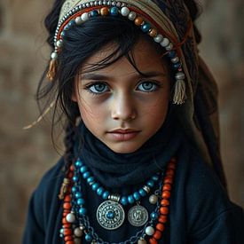 Une jeune fille berbère portant des vêtements traditionnels. sur J.a Dijkstra
