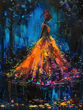 Midnight Bloom van Abstract Schilderij