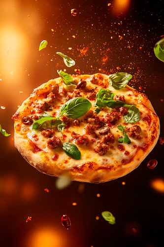 Drijvende pizza met verse kruiden