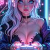 NEIRAE - Sexy Anime Gamer Girl mit Controller beim Spielen von INFERAURUM