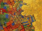Stadskaart Doha | Wereldsteden | Goud-Rood-Groen van Map Art Studio thumbnail