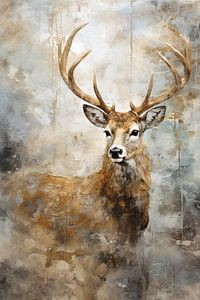 Cerf dans des tons chauds de terre. sur ARTemberaubend