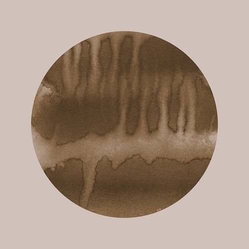 Ikigai. Minimalistische Zen-kunst. Aquarel zon in bruin.