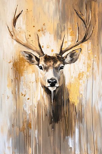 Abstract hert met geweien schilderij