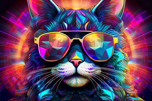 Kat met zonnebril