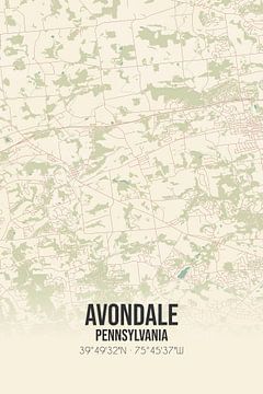 Vintage landkaart van Avondale (Pennsylvania), USA. van Rezona
