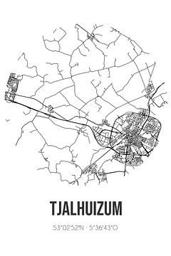 Tjalhuizum (Fryslan) | Landkaart | Zwart-wit van MijnStadsPoster