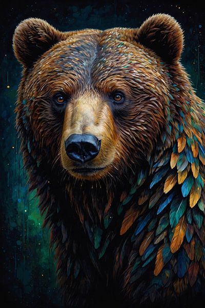 Enchanting Bear Under Starry Sky by Art & Soul Creations
