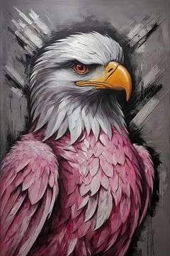 Peinture abstraite de l'aigle rose et argent sur De Muurdecoratie
