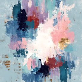 Farbenfrohes Abstraktes mit blauen, rosa und goldenen Akzenten von Gypsy Galleria