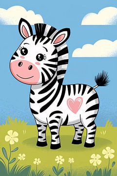 Vrolijke zebra met hartje van Art & Soul Creations