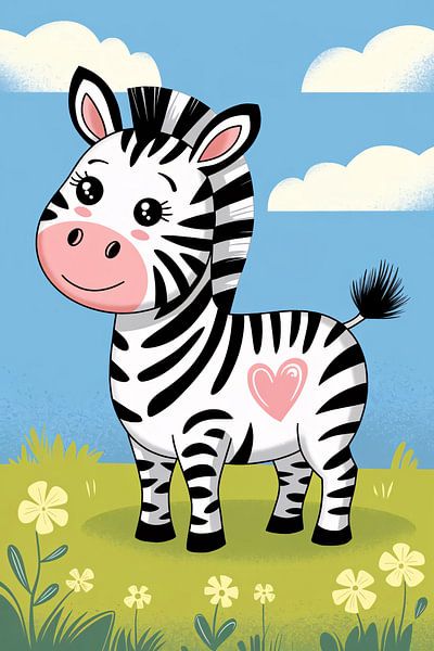 Vrolijke zebra met hartje van Art & Soul Creations