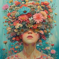 Woman with flowers