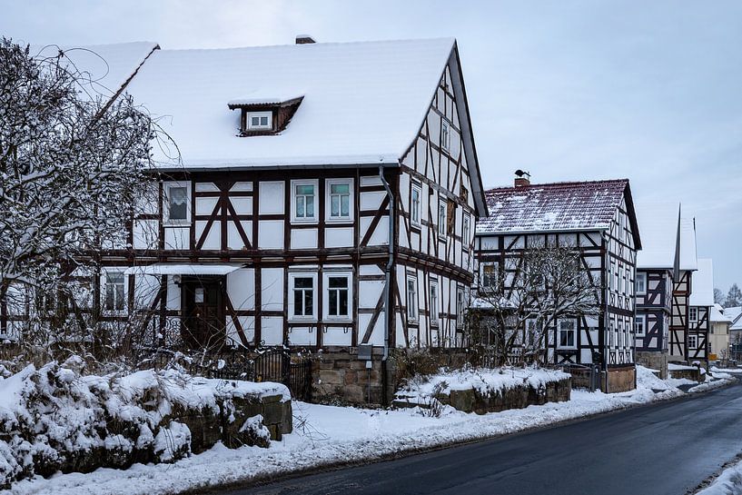 Herleshausen Fachwerkhäuser im Winter von Roland Brack