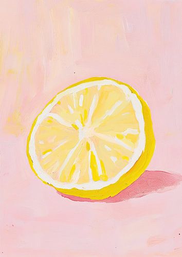 Citroen Fruit Schilderij Preppy Roze Dopamine