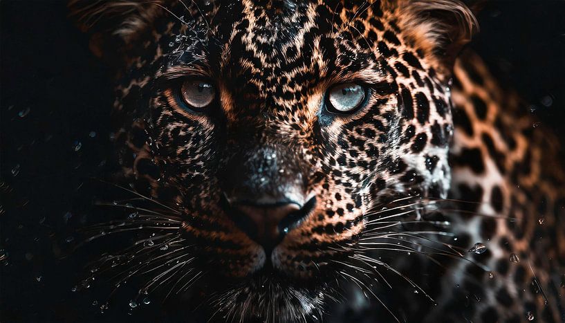 Tiger in the rain with raindrops by Mustafa Kurnaz