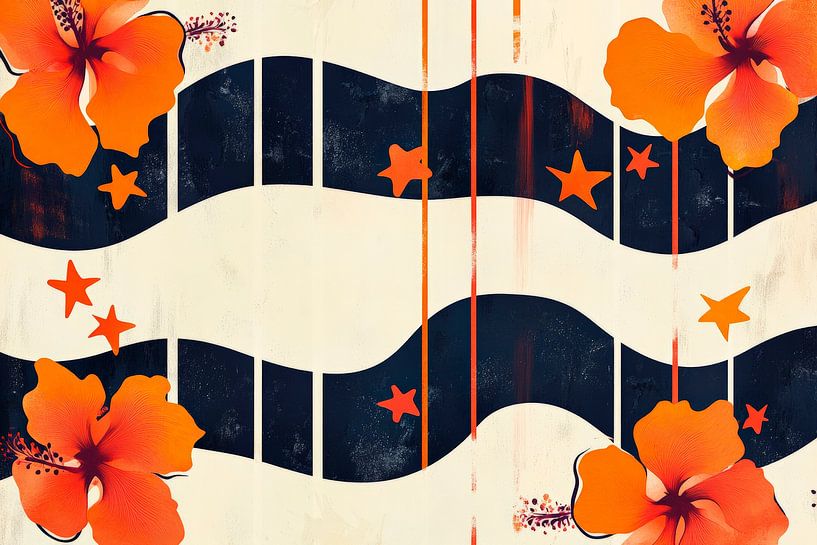 Tropisches Muster mit Hibiskusblüten von Poster Art Shop