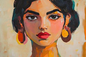 Kleurrijk portret van een vrouw van Art & Soul Creations