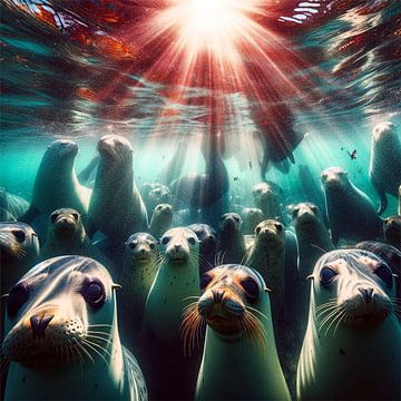 Groep zeehonden van Eric Nagel