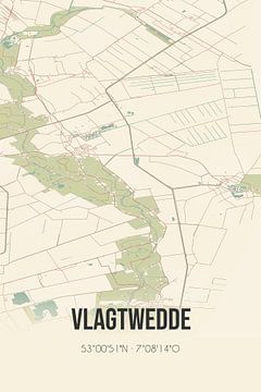 Vintage map of Vlagtwedde (Groningen) by Rezona