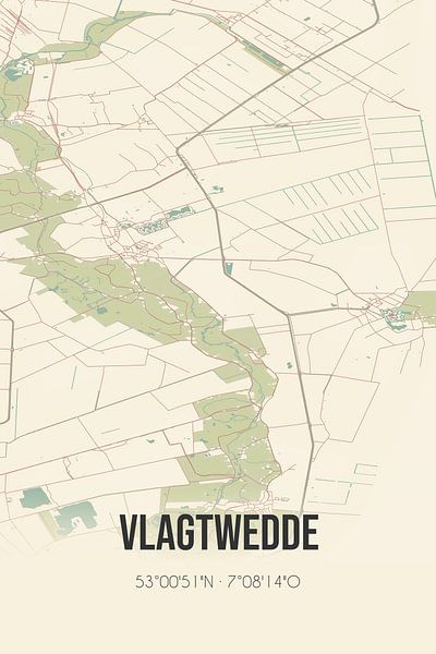 Vintage map of Vlagtwedde (Groningen) by Prints of Place