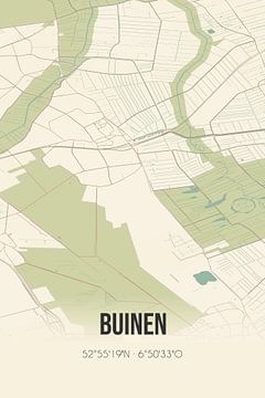 Vintage landkaart van Buinen (Drenthe) van MijnStadsPoster