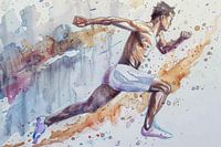 Drawing, watercolour, sports, running