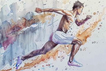 Zeichnung, Aquarell, Sport, Laufen von Peter Pen Zeichnungen und Gemälde