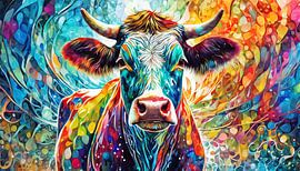 Artistic colours with a cow