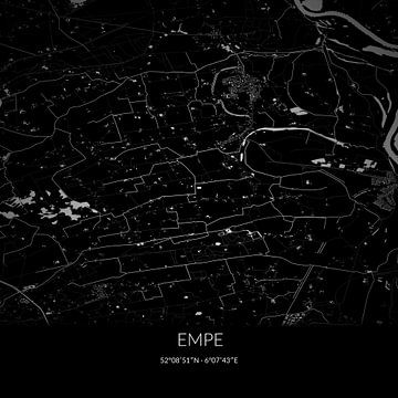 Zwart-witte landkaart van Empe, Gelderland. van Rezona