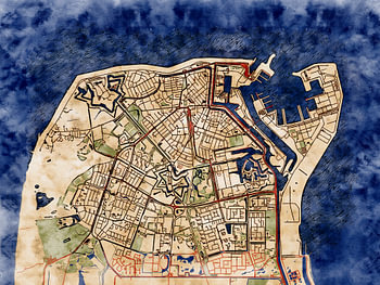 Kaart van Den Helder in de stijl 'Serene Summer'