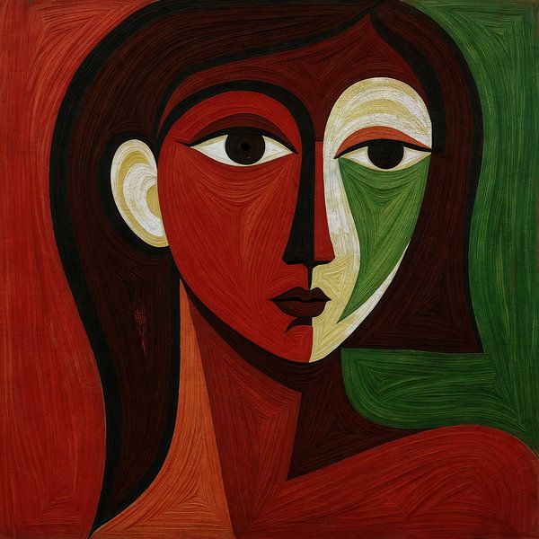 Vivid Duality: Abstract Portrait by Jan Keteleer