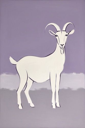 Minimalistische geit tegen paarse achtergrond