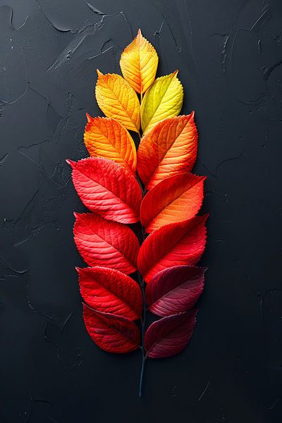 Bunte Herbstblätter auf dunklem Hintergrund von Art & Soul Creations