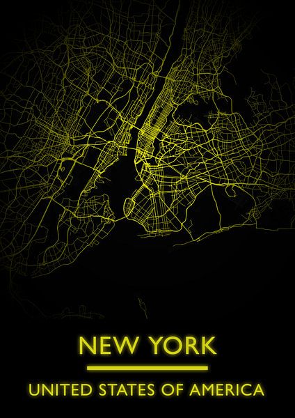 Karte New York (gold) von Bert Hooijer