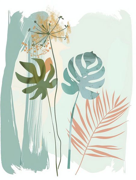 Botanical illustration in pastel colours by Japandi Art Studio
