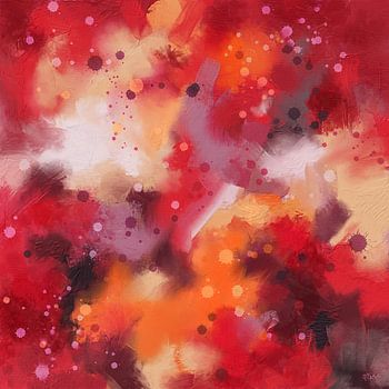 Rot in schwebenden Farbwolken