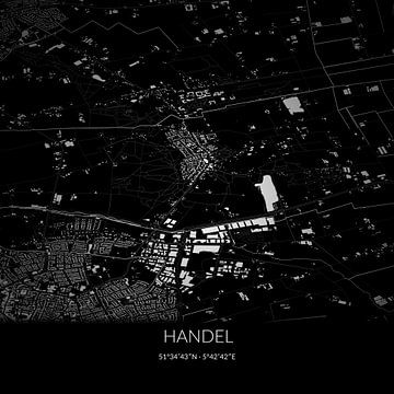 Carte en noir et blanc de Handel, Brabant-Septentrional. sur Rezona