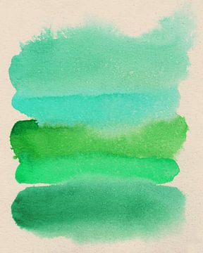 Abstracte kleurrijke aquarel in groene kleuren van Dina Dankers