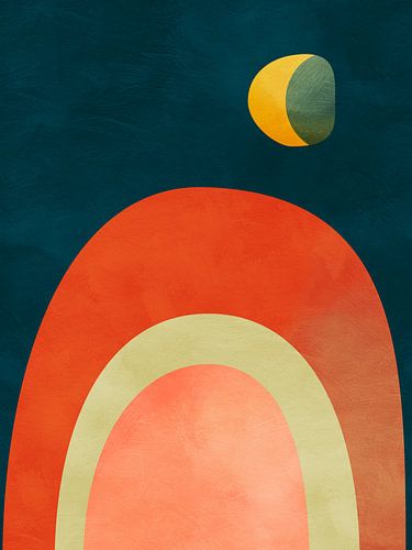 Regenbogen mit Mond,  winterlich