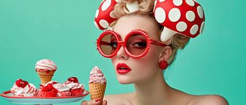IJsvrouw met retro accessoires van Poster Art Shop