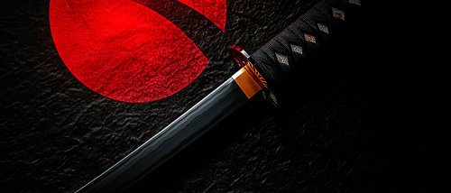 Katana zwaard op donkere achtergrond