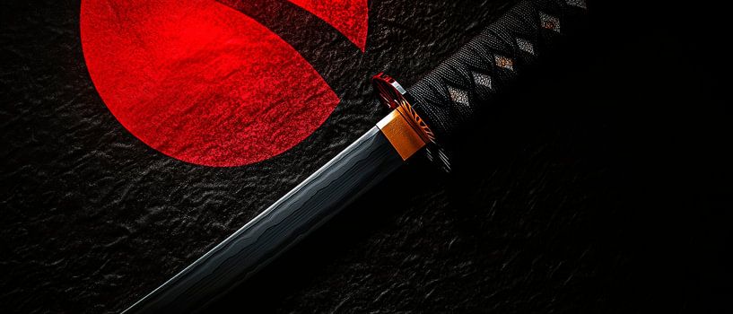 Katana zwaard op donkere achtergrond van Poster Art Shop