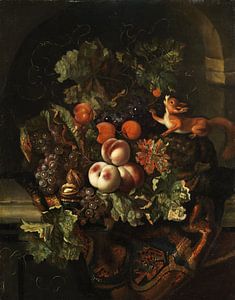 Ernst Stuven, Stilleben mit Obst und Eichhörnchen
